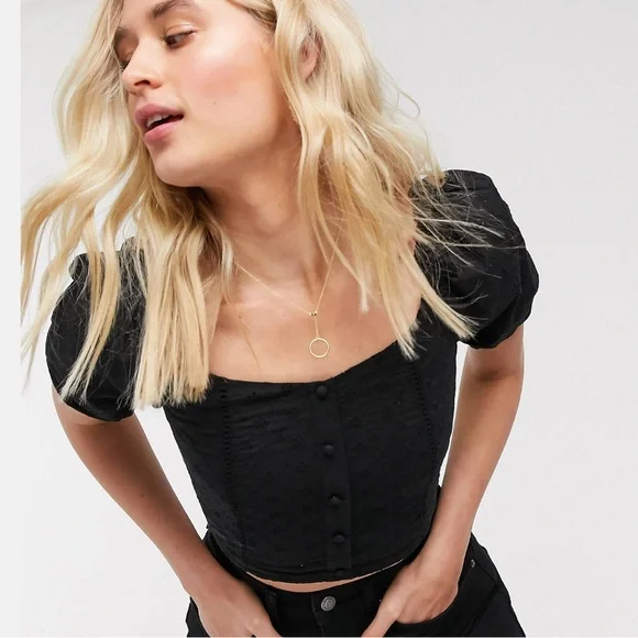 Brave Soul - Nata - Milkmaid - Blouse in Black - Picture 3 of 6